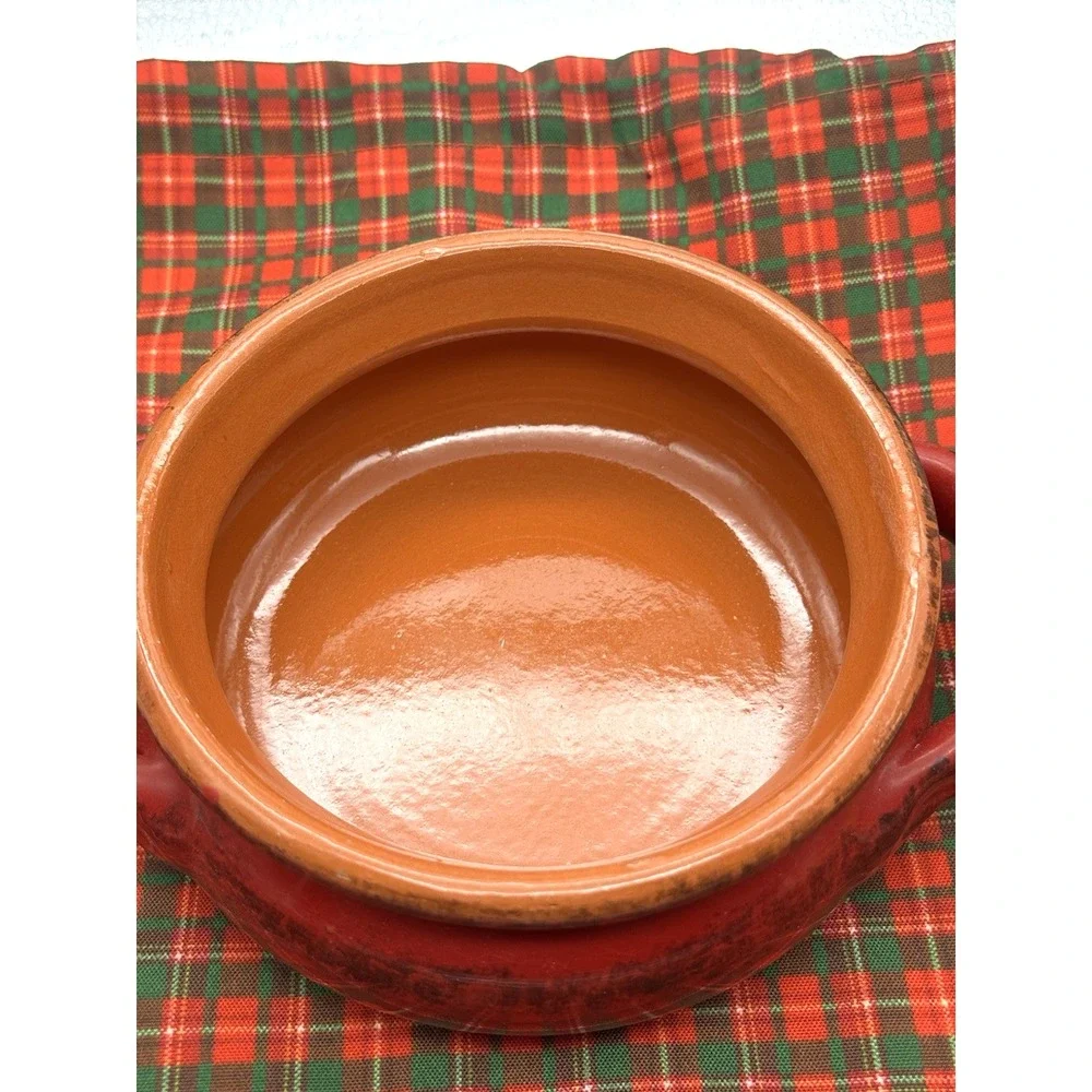 DE SILVA 6 RED‎ Casserole Baking Dish Lid Handles Ceramic Italian Terracotta VTG